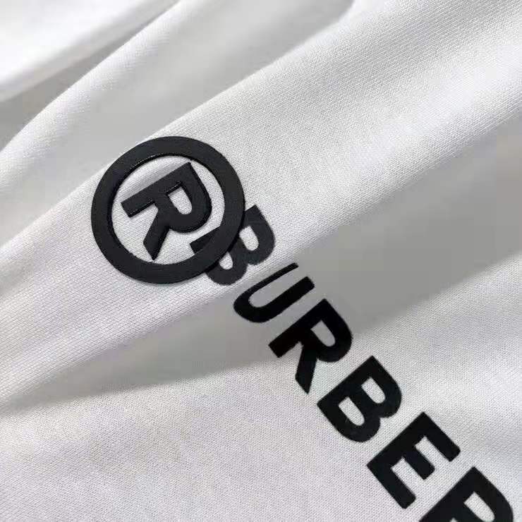 Burberry Men Logo Print Cotton Oversized T-Shirt-White