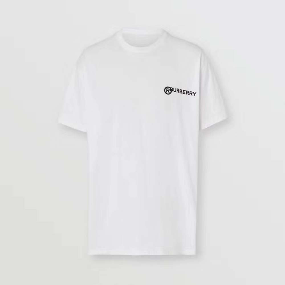 Burberry Men Logo Print Cotton Oversized T-Shirt-White