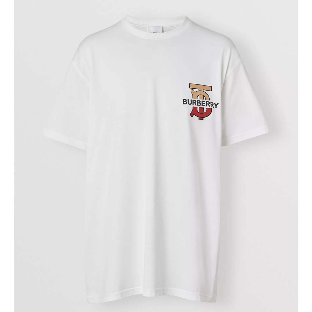 Burberry Men Monogram Motif Cotton Oversized T-Shirt-White