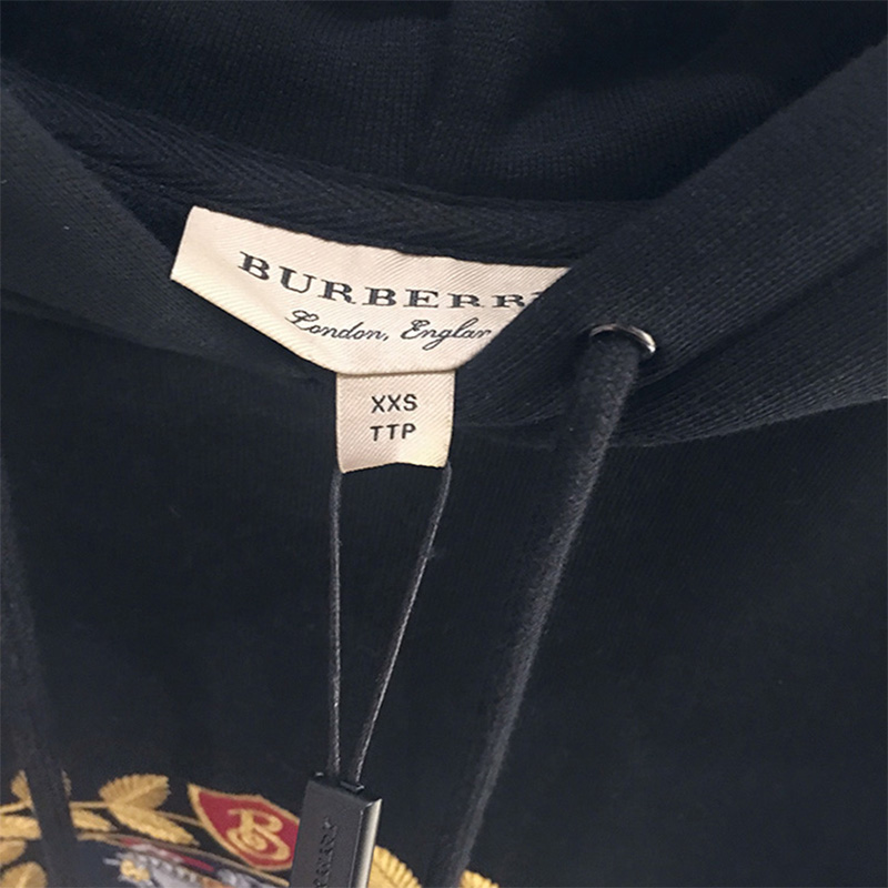 Burberry Unisex Embroidered Archive Logo Oversized Hoodie-Black - Image 4