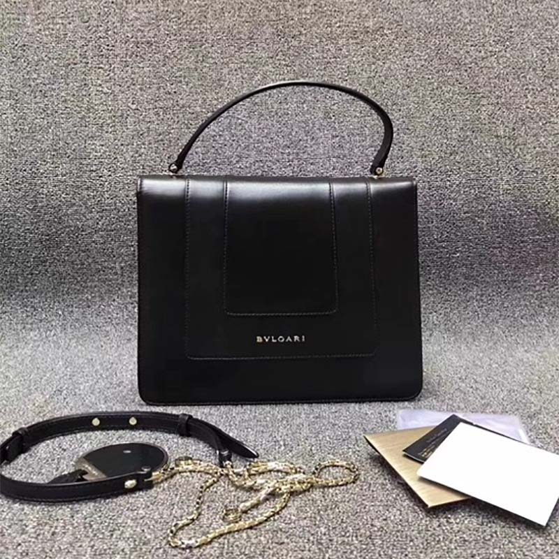 Bvlgari Women Large Flap Cover Bag "Serpenti Forever" in Calf-Black - Image 3