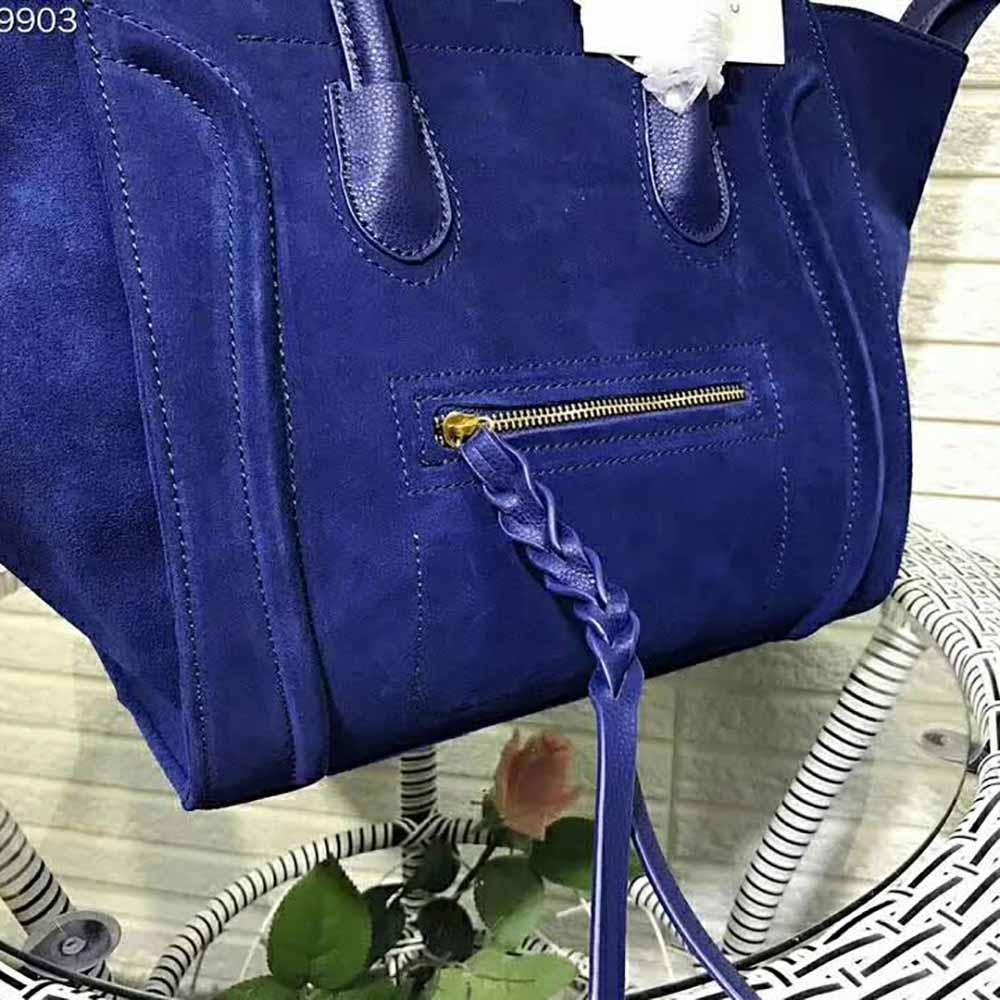 Celine Medium Luggage Phantom Bag in Baby Calfskin Leather-Blue