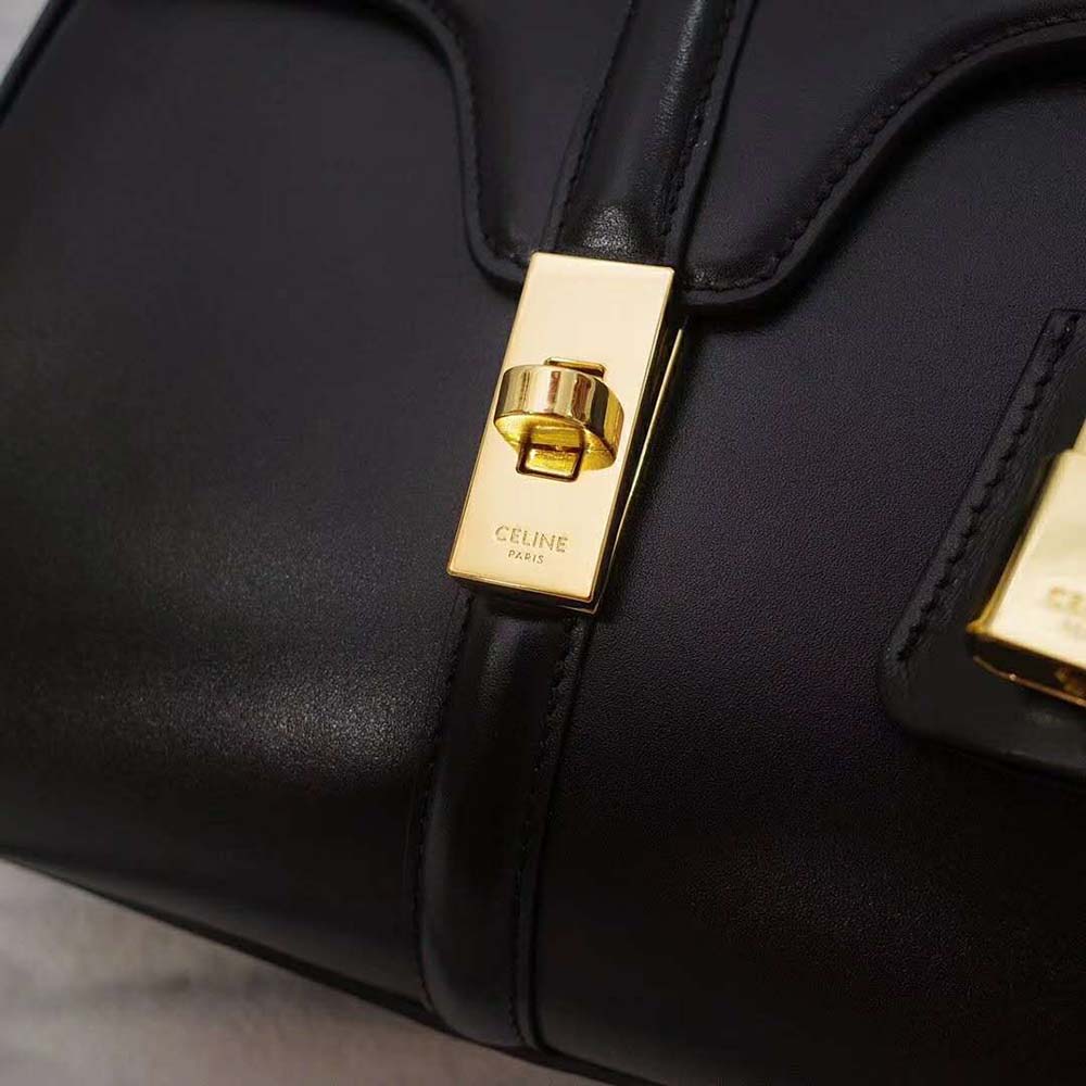 Celine Women Small 16 Bag in Satinated Calfskin-Black - Image 7