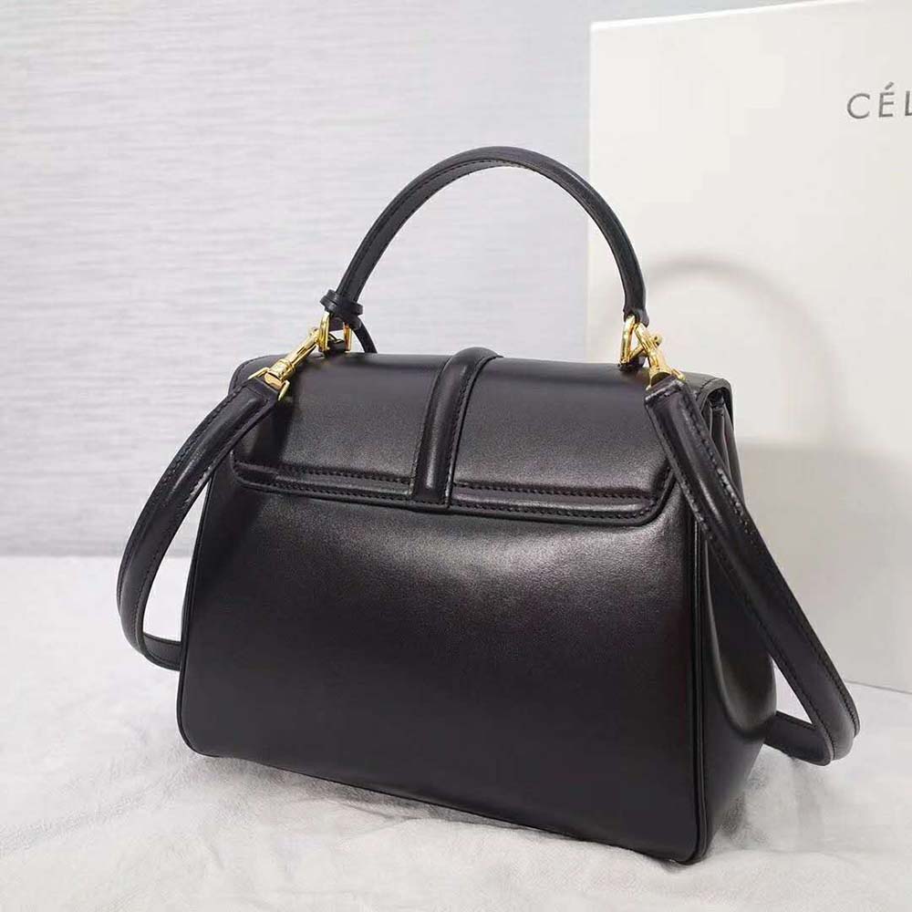 Celine Women Small 16 Bag in Satinated Calfskin-Black - Image 3