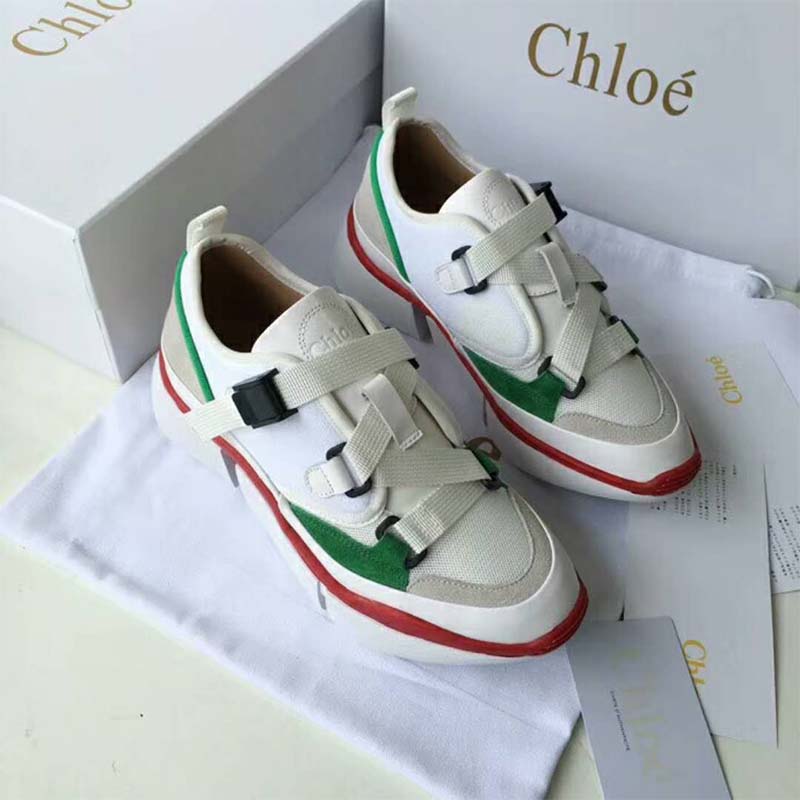 Chloe Women Sonnie Low-Top Sneaker in Suede Calfskin & Mix of Materials-White - Image 2