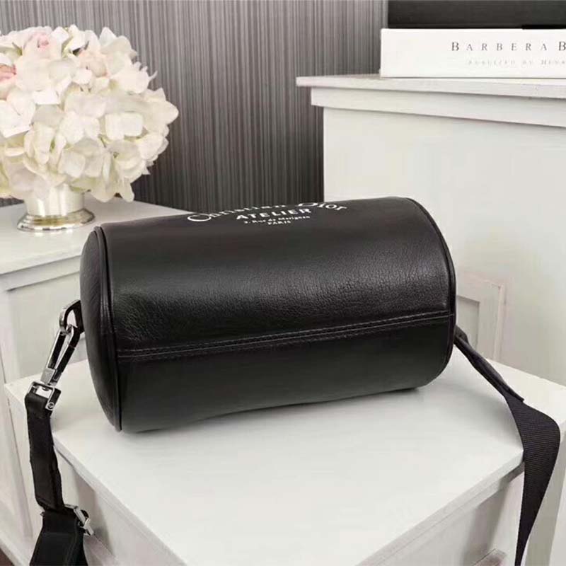 Dior Unisex Black Grained Calfskin "Roller" Pouch with "Atelier" Print - Image 4