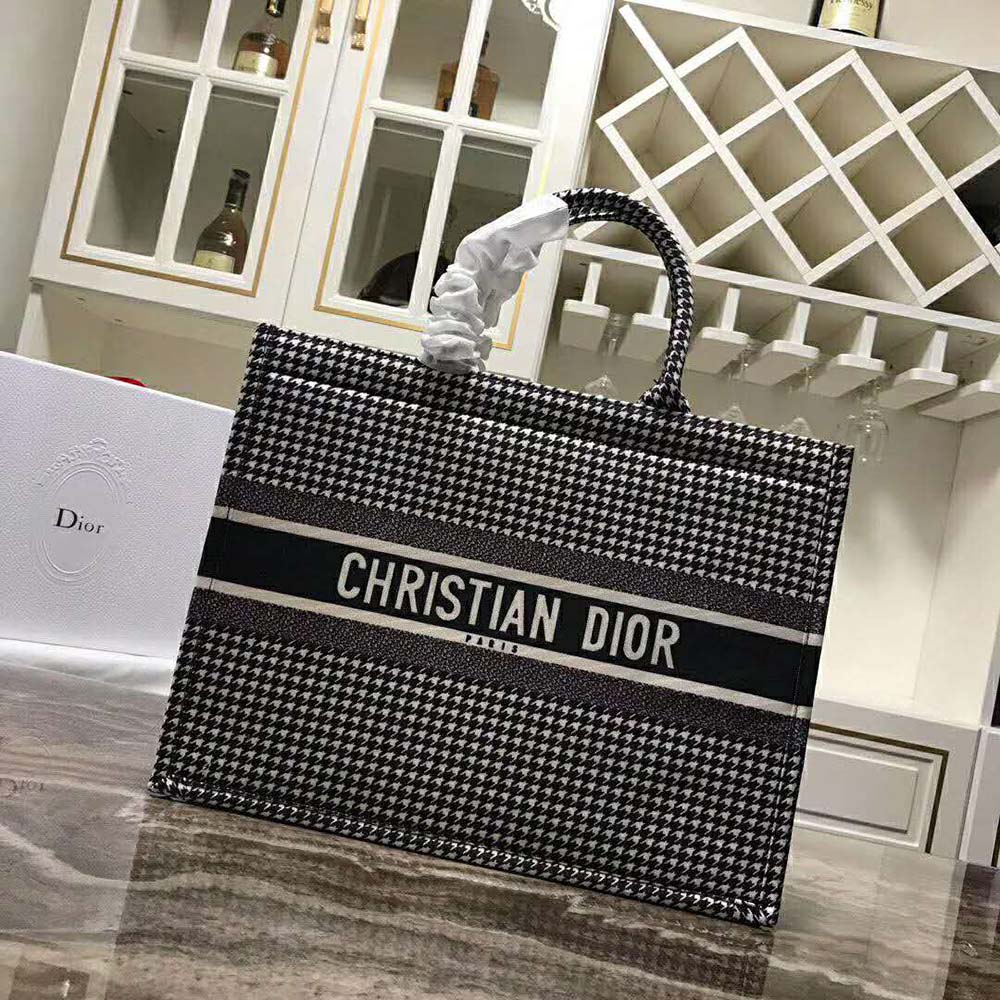 Dior Women Book Tote Bag in Embroidered Canvas-Black-Black 3 Dior Women Book Tote Bag in Embroidered Canvas-Black-Black - Image 3
