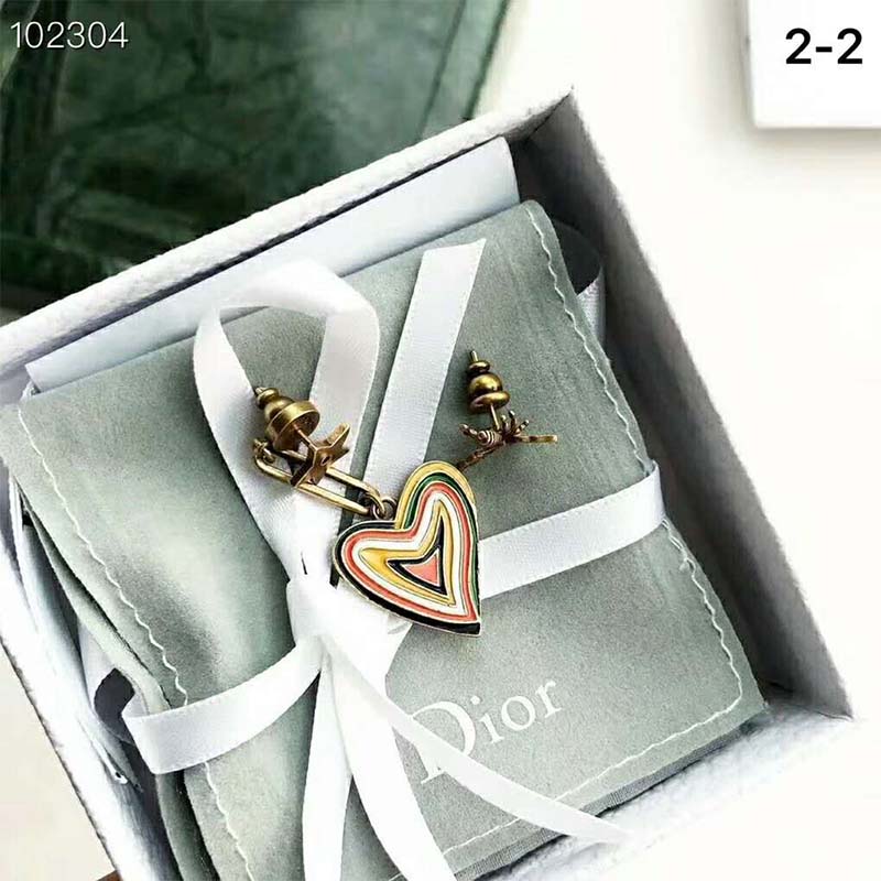 Dior Women "Dioramour" Heart and Bee Asymmetric Earrings - Image 4