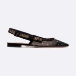 Dior Women "J'Adior" Ballet Pump Gold-Tone Dotted Swiss 10mm Heel