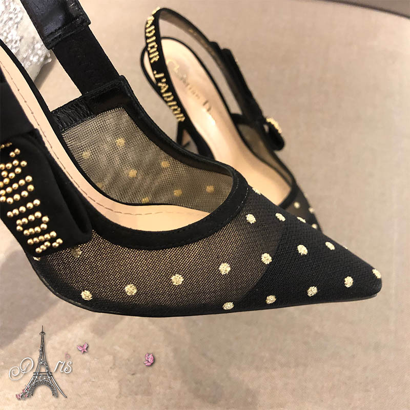 Dior Women "J'Adior" High-Heeled Gold-Tone Dotted Swiss 65mm - Image 9