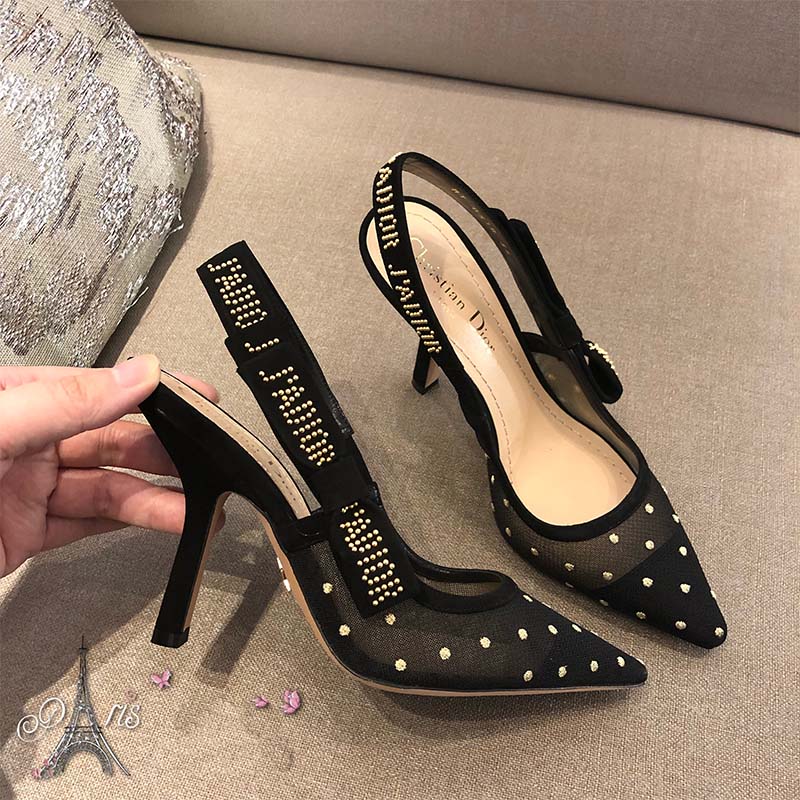 Dior Women "J'Adior" High-Heeled Gold-Tone Dotted Swiss 65mm - Image 8