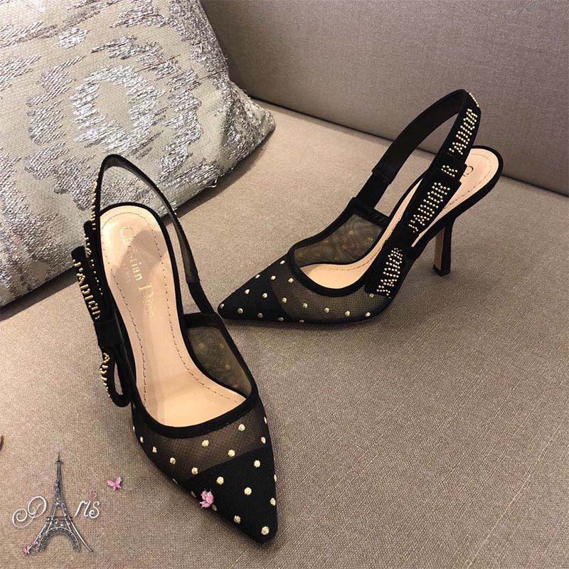 Dior Women "J'Adior" High-Heeled Gold-Tone Dotted Swiss 65mm - Image 3