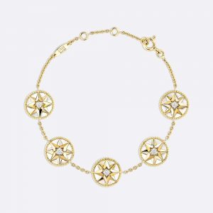 Dior Women Rose Des Vents Bracelet, 18K Yellow Gold, Diamonds and Mother-of-Pearl