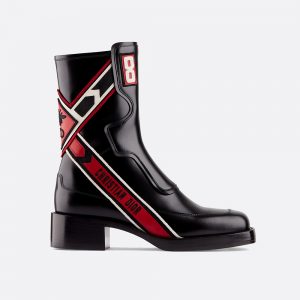 Dior Women Shoes Diorally Calfskin Leather Ankle Boot 45mm Heel Hight-Black