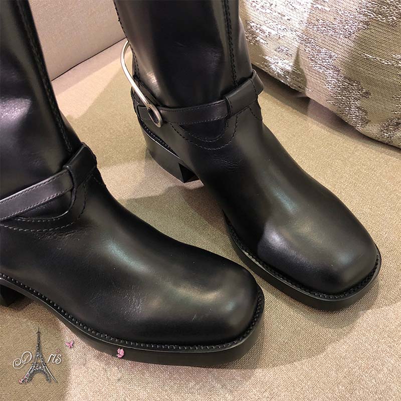Dior Women Shoes Diorider Calfskin Leather Biker Boot 45 Heel Hight-Black - Image 5