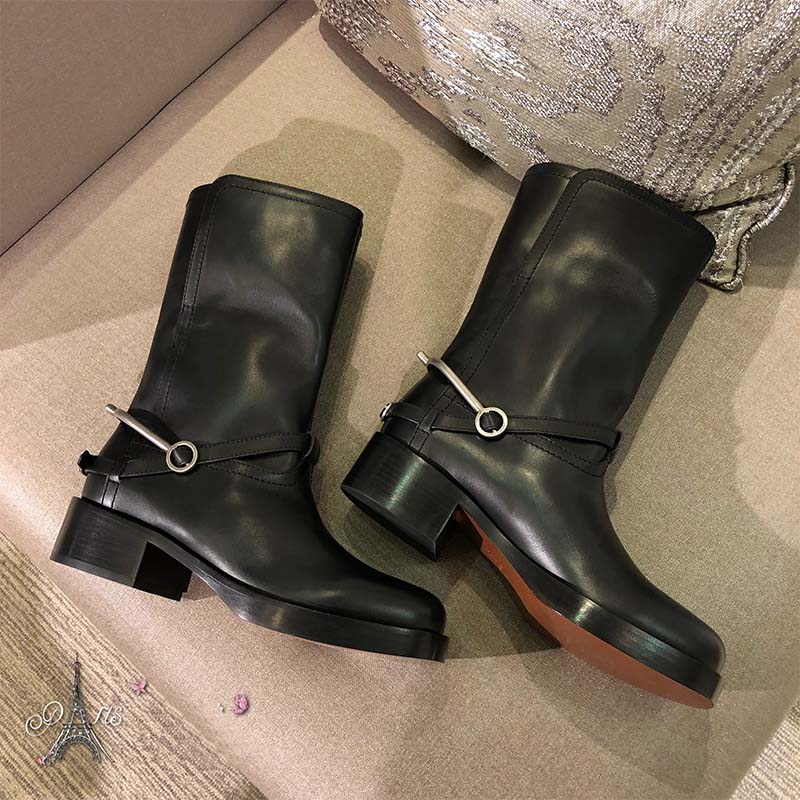 Dior Women Shoes Diorider Calfskin Leather Biker Boot 45 Heel Hight-Black - Image 2