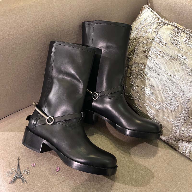 Dior Women Shoes Diorider Calfskin Leather Biker Boot 45 Heel Hight-Black - Image 8