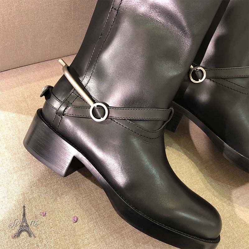 Dior Women Shoes Diorider Calfskin Leather Biker Boot 45 Heel Hight-Black - Image 7