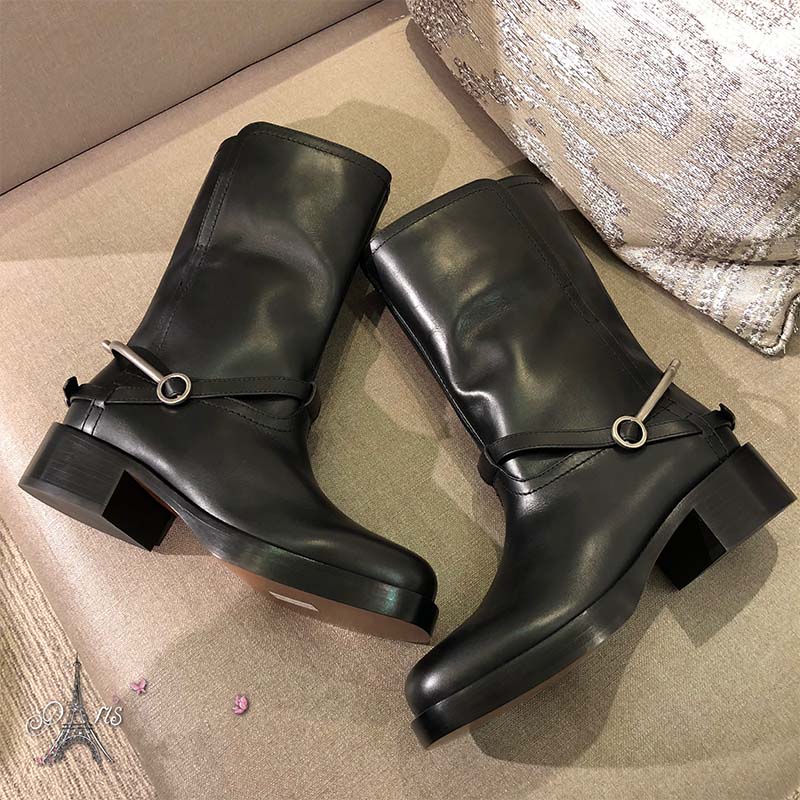 Dior Women Shoes Diorider Calfskin Leather Biker Boot 45 Heel Hight-Black - Image 3
