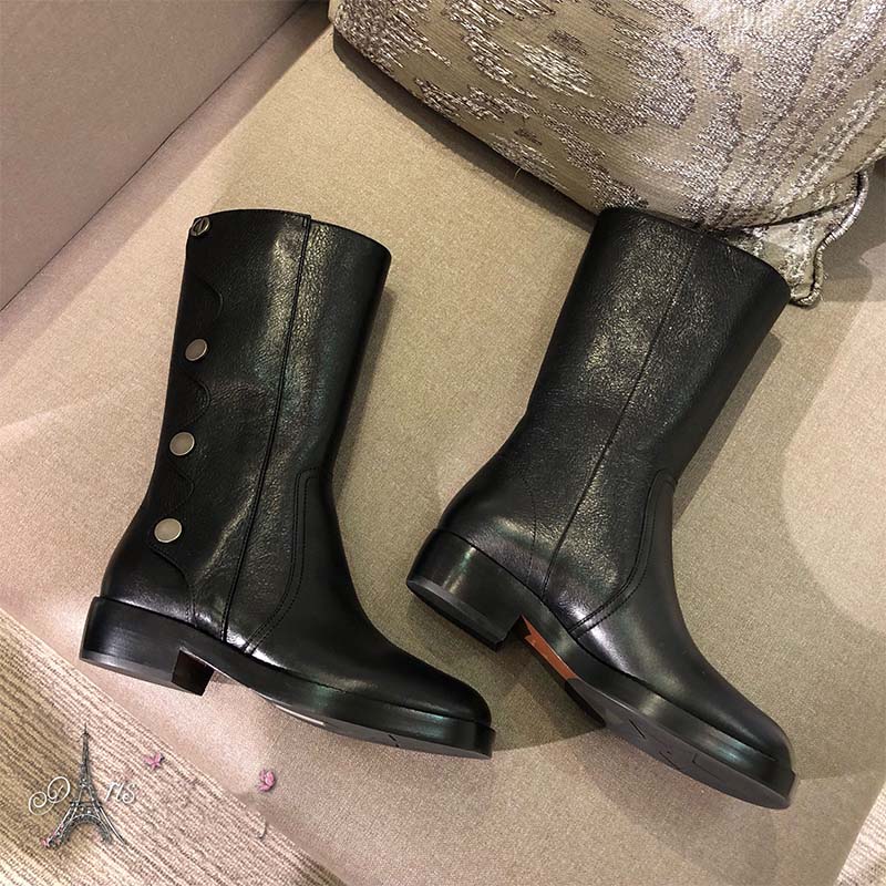Dior Women Shoes Diorodeo Calfskin Leather Ankle Boot 35mm Heel Hight-Black - Image 4