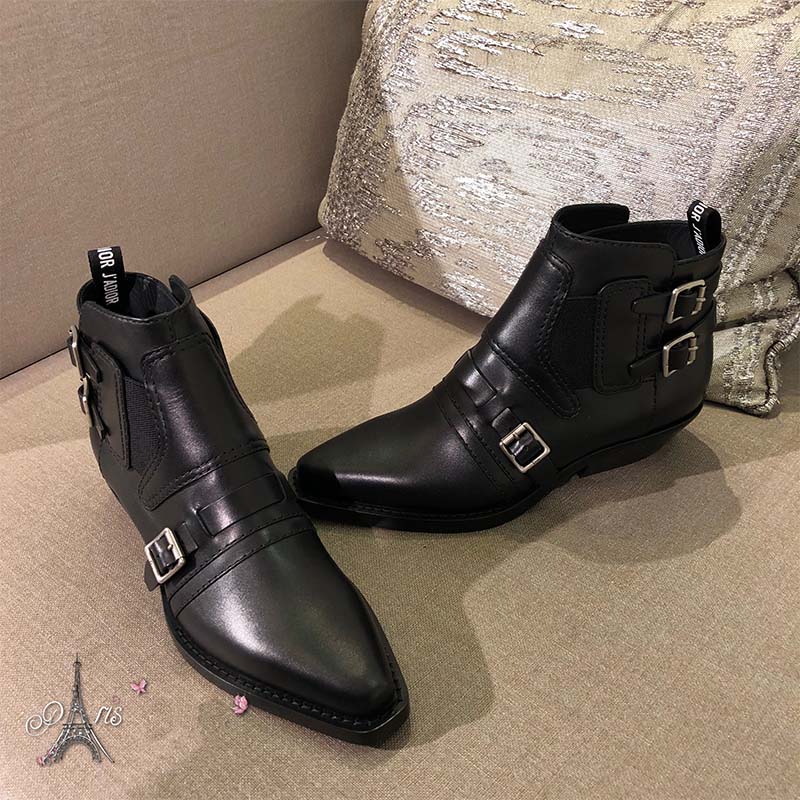 Dior Women Shoes Diorsaddle Calfskin Leather Ankle Boot 35mm Heel Hight-Black - Image 4