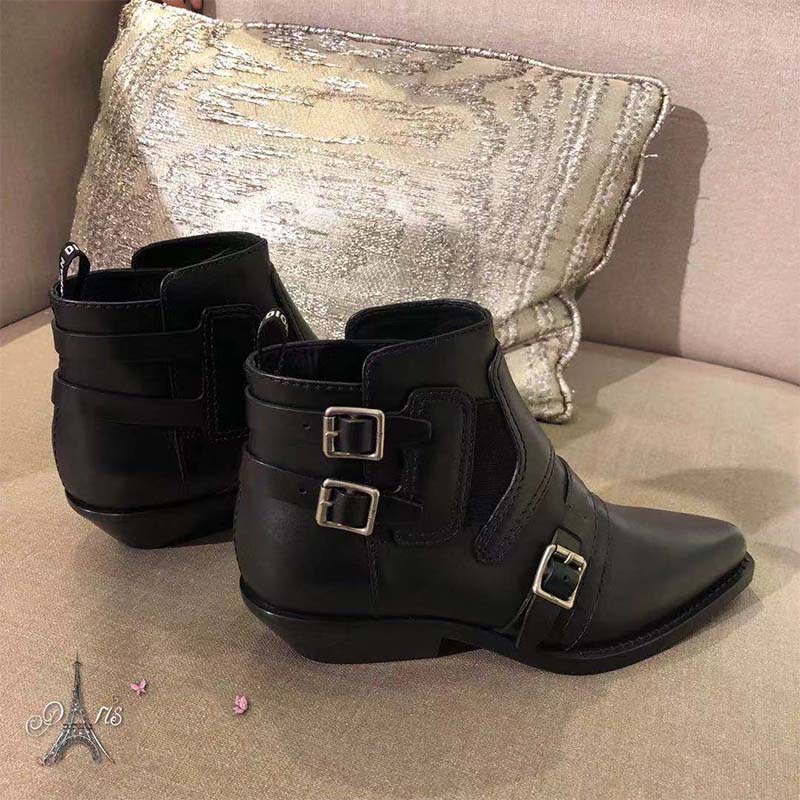 Dior Women Shoes Diorsaddle Calfskin Leather Ankle Boot 35mm Heel Hight-Black - Image 6