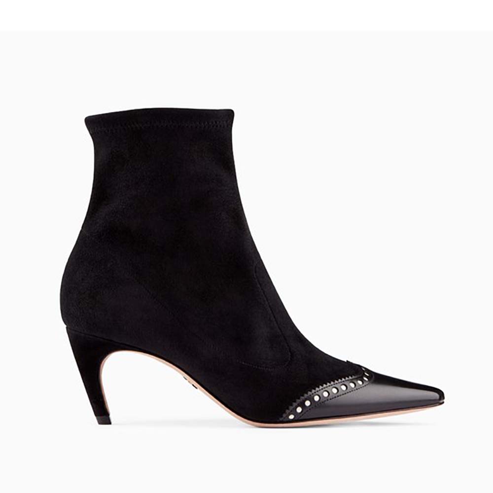 Dior Women Spectadior Ankle Boot in Stretch Suede Calfskin 65mm Heel-Black