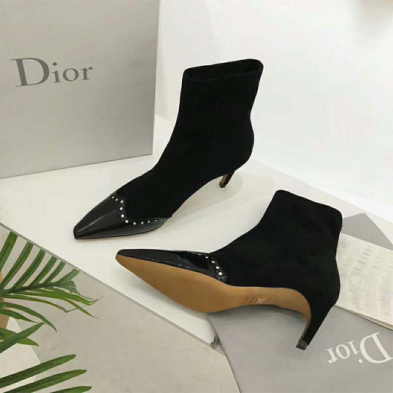 Dior Women Spectadior Ankle Boot in Stretch Suede Calfskin 65mm Heel-Black - Image 5