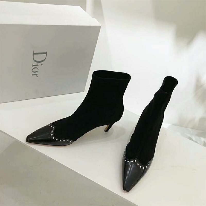 Dior Women Spectadior Ankle Boot in Stretch Suede Calfskin 65mm Heel-Black - Image 4