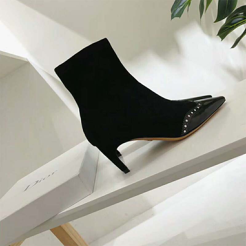 Dior Women Spectadior Ankle Boot in Stretch Suede Calfskin 65mm Heel-Black - Image 7