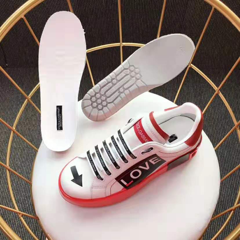 Dolce Gabbana D&G Men Portofino Melt Seakers in Printed Nappa Leather-Red - Image 7