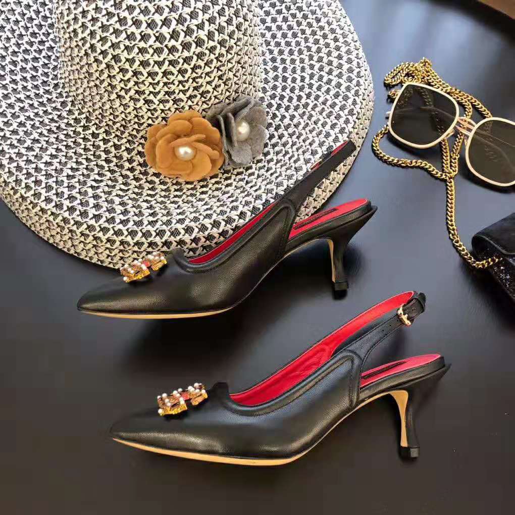 Dolce Gabbana D&G Women DG AMORE Slingbacks in Calfskin-Black - Image 3