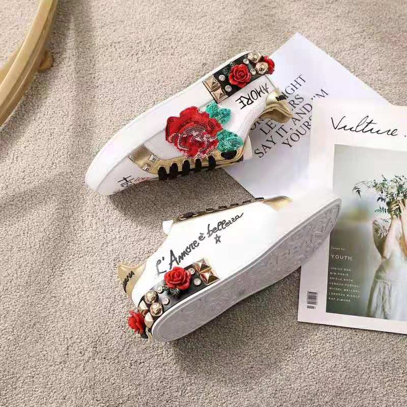 Dolce Gabbana D&G Women Sneakers in Printed Nappa Calfskin with Applications-White - Image 7