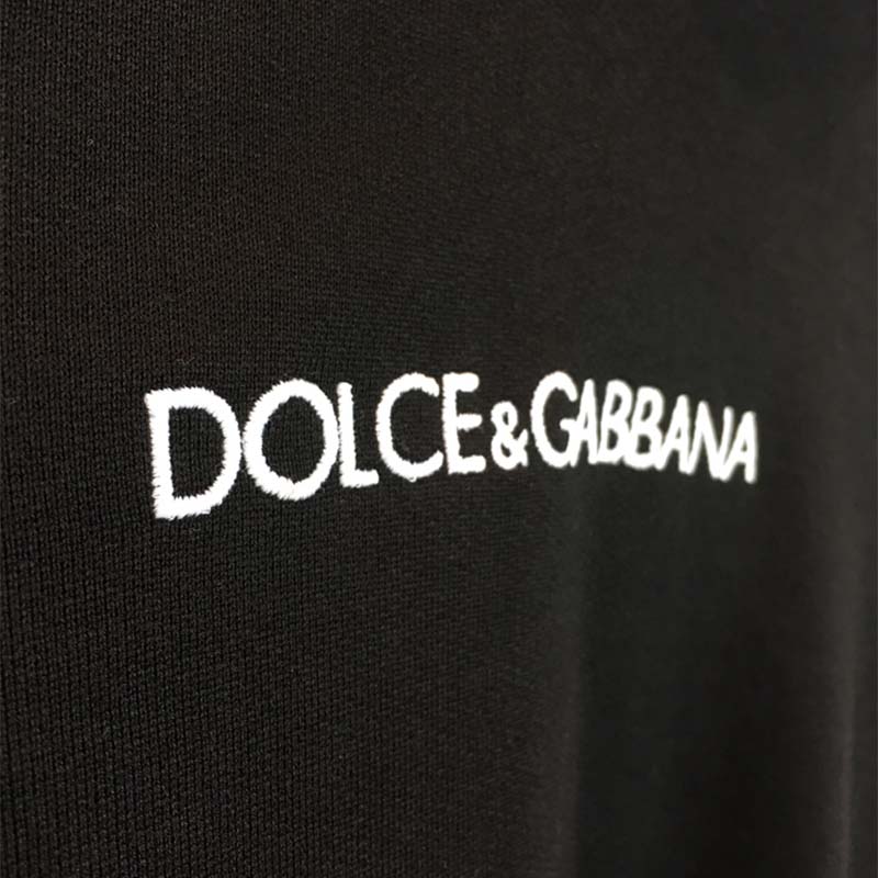 Dolce Gabbana D&G Men Cotton Sweatshirt with Embroidery and Hood-Black - Image 4