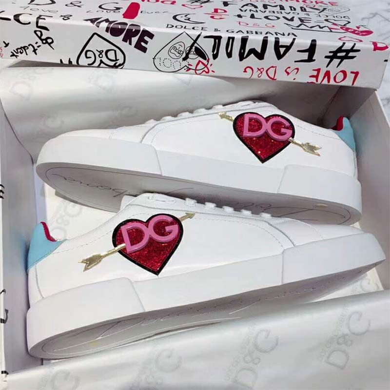 Dolce Gabbana D&G Women Shoes Leather Portofino Sneakers with Patch - Image 3