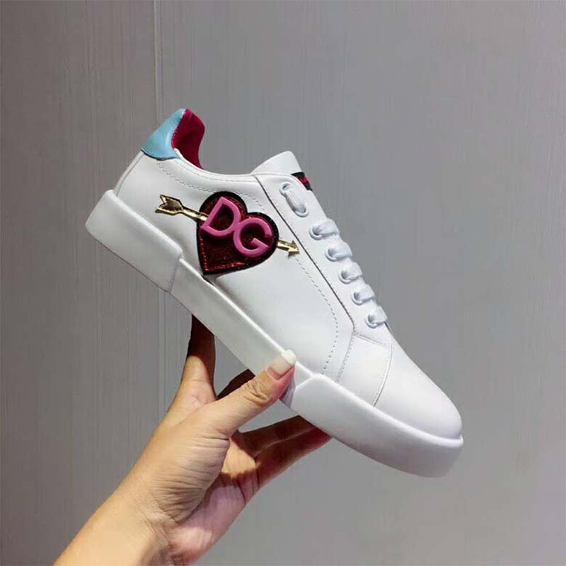 Dolce Gabbana D&G Women Shoes Leather Portofino Sneakers with Patch - Image 7