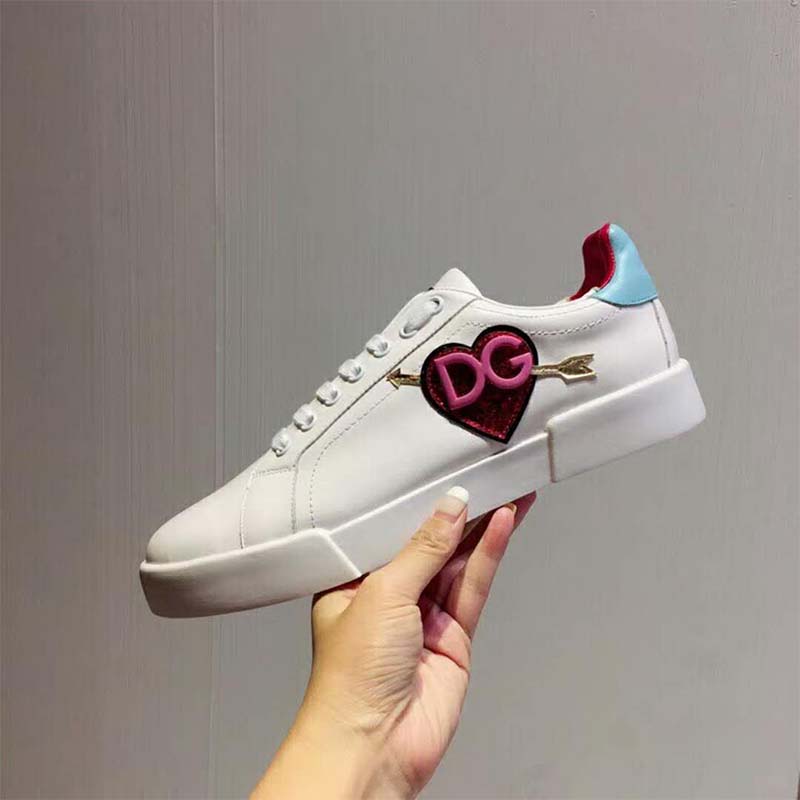 Dolce Gabbana D&G Women Shoes Leather Portofino Sneakers with Patch - Image 6