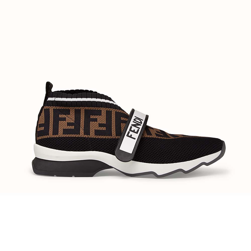 Fendi Unisex Shoes Black Fabric Sneakers