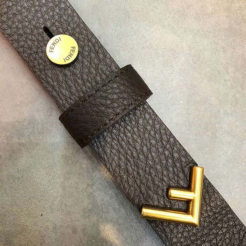 Fendi Women Long Tie Belt with F-Shaped Tip-Brown - Image 6