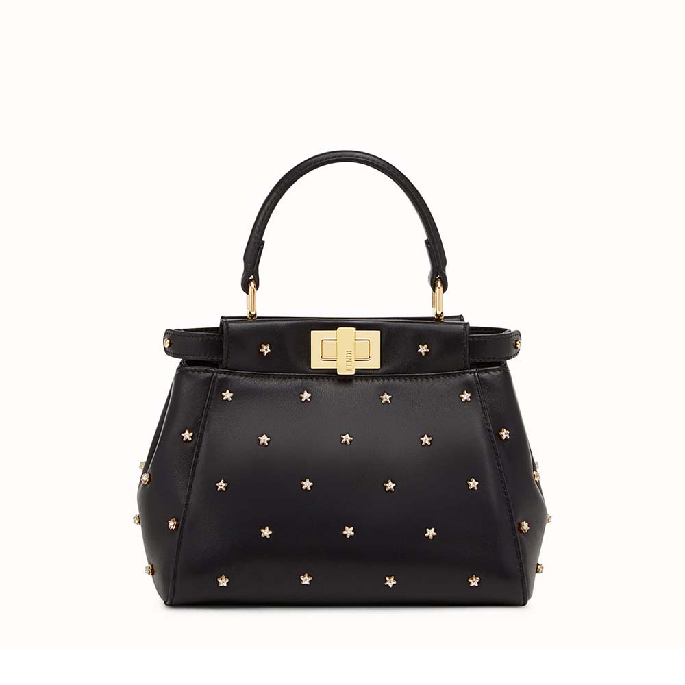 Fendi Women Peekaboo XS Black Leather Mini-Bag-Black