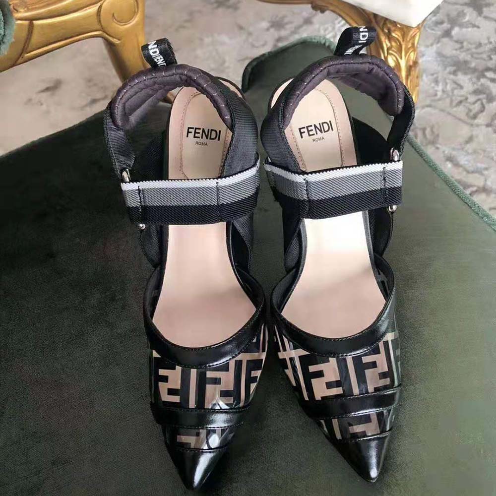 Fendi Women Pumps Slingbacks in PU and Leather-Black - Image 4