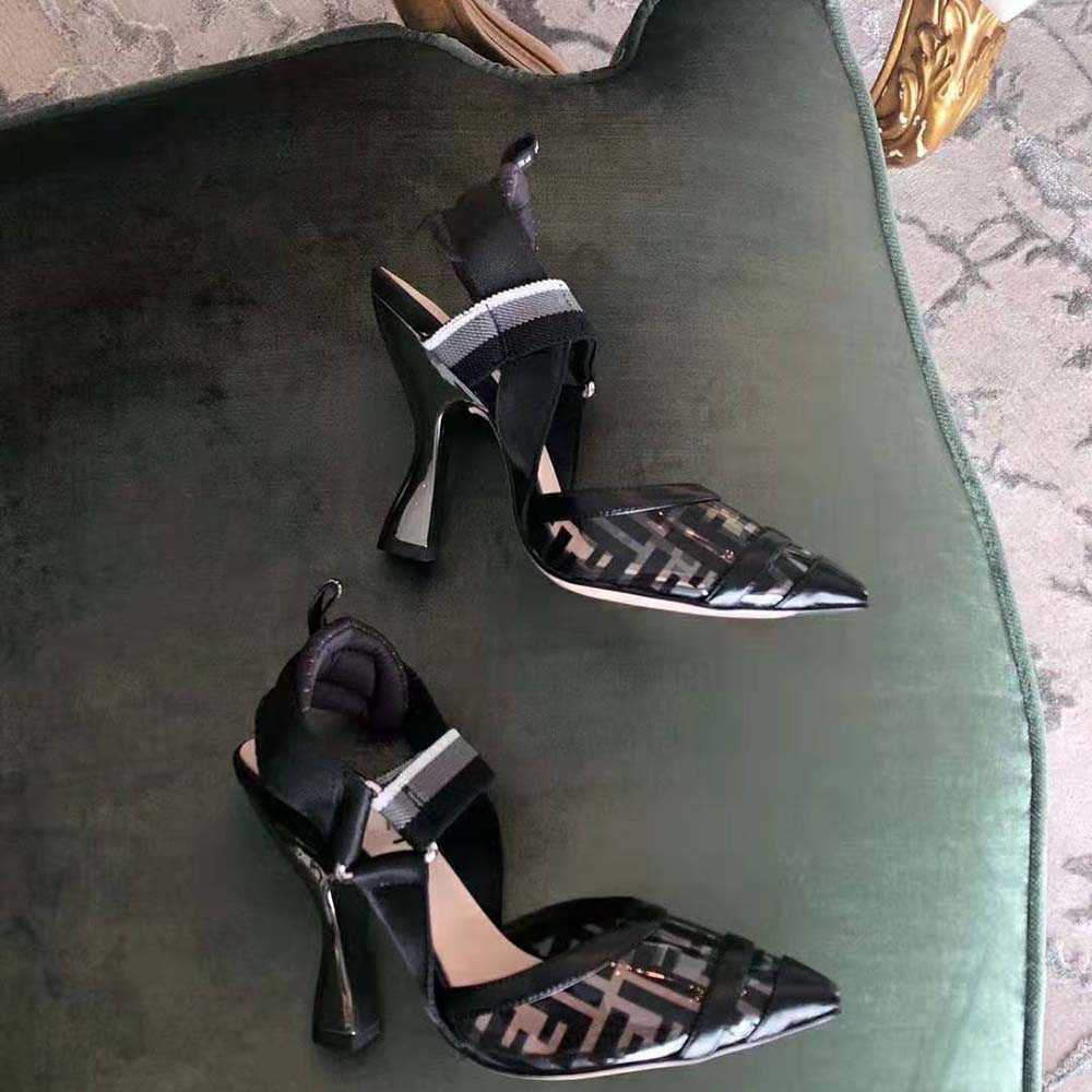 Fendi Women Pumps Slingbacks in PU and Leather-Black - Image 5