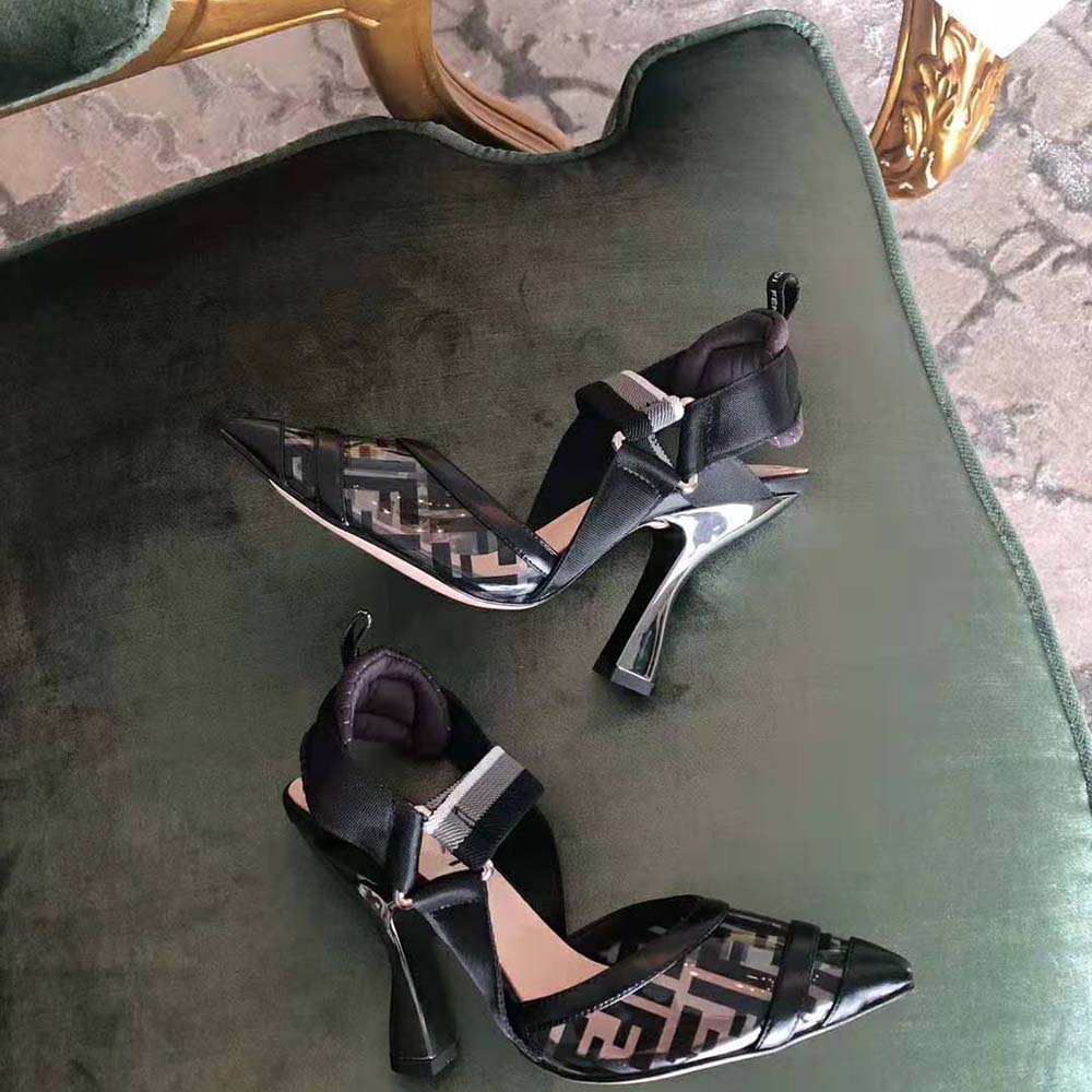 Fendi Women Pumps Slingbacks in PU and Leather-Black - Image 6