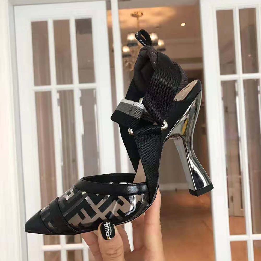 Fendi Women Pumps Slingbacks in PU and Leather-Black - Image 9