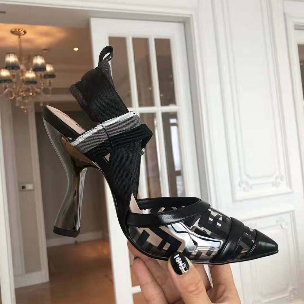 Fendi Women Pumps Slingbacks in PU and Leather-Black - Image 8
