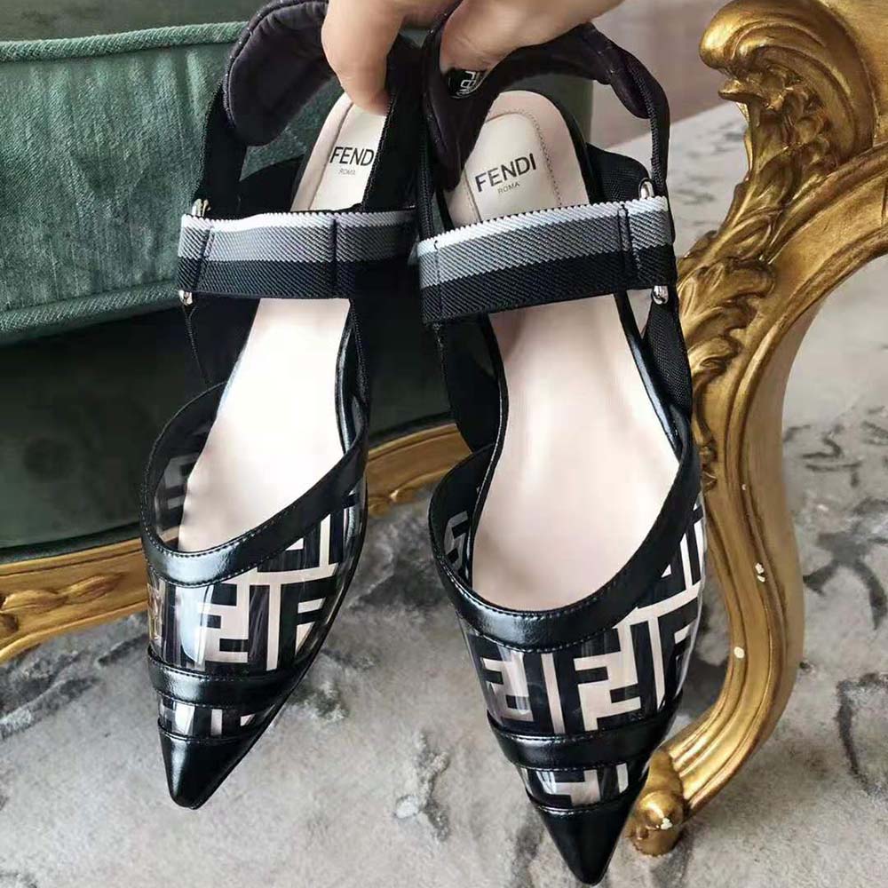 Fendi Women Pumps Slingbacks in PU and Leather-Black - Image 7
