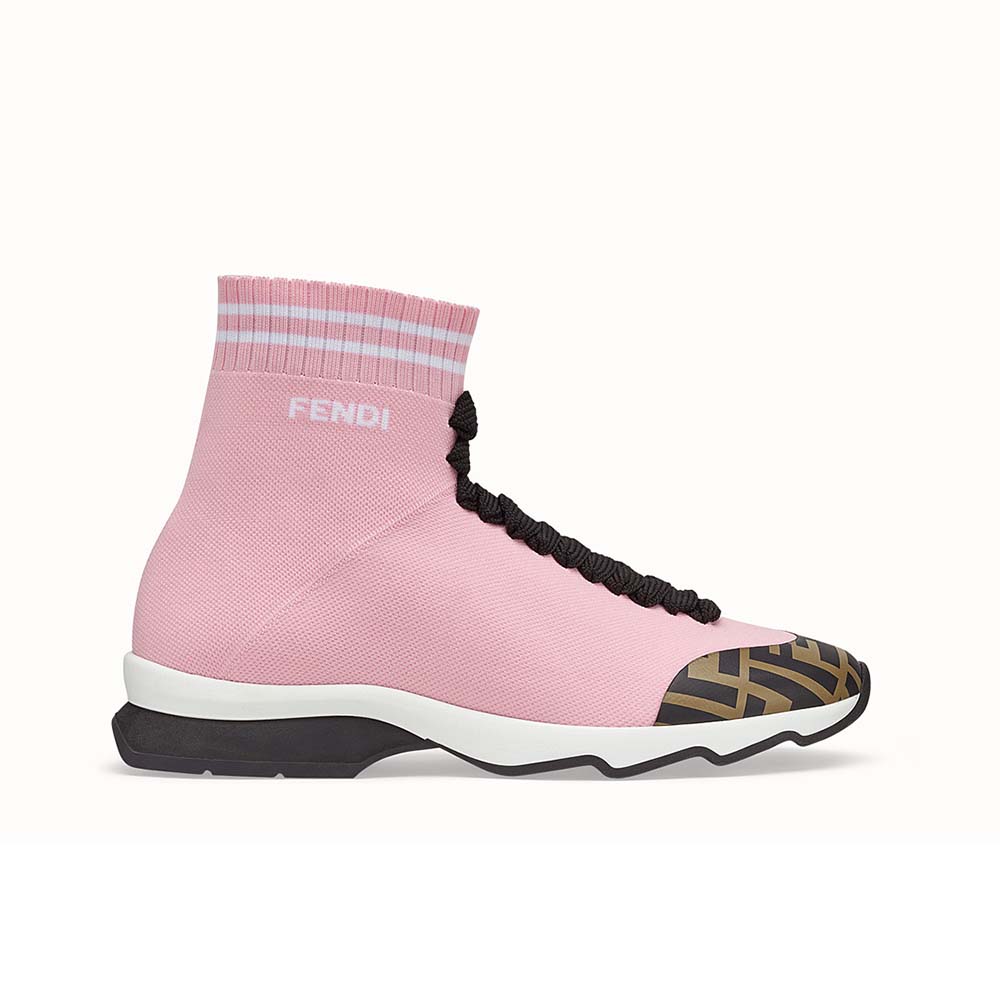 Fendi Women Shoes Pale Fabric Sneaker Boots-Pink