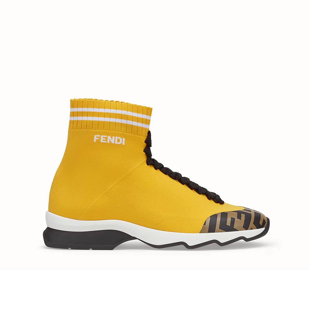 Fendi Women Shoes Pale Fabric Sneaker Boots-Yellow