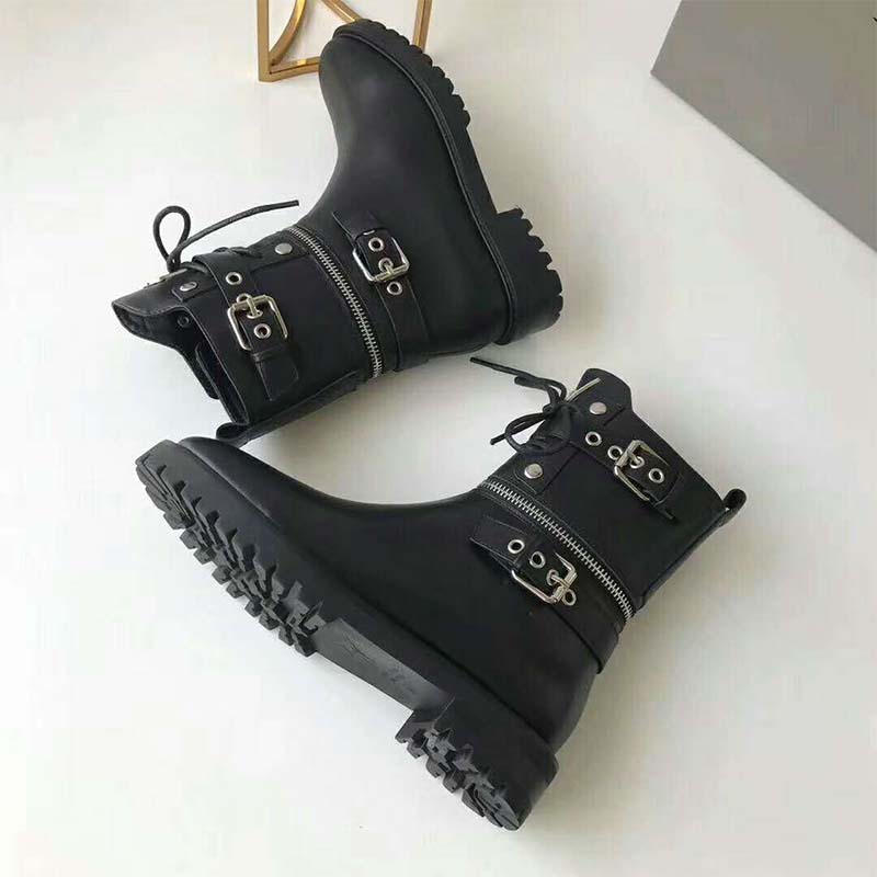 Giuseppe Zanotti Women Shoes Black Calfskin Leather Boot with Metal Zips and Buckles - Image 4