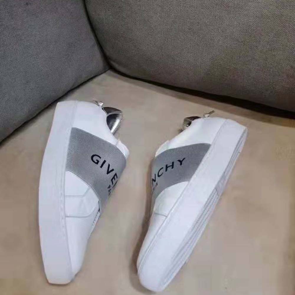 Givenchy Women Givenchy Paris Metallized Strap Sneakers in Leather-Silver - Image 6